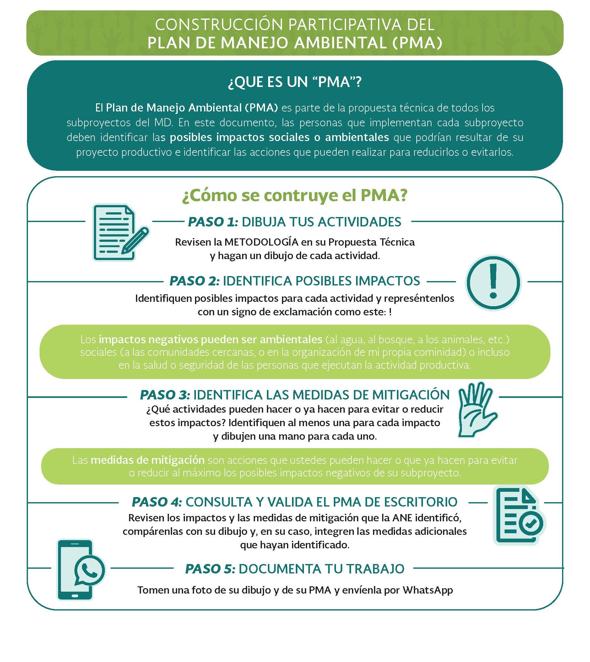 Pasos para la construcción participativa de un Plan de Manejo Ambiental.