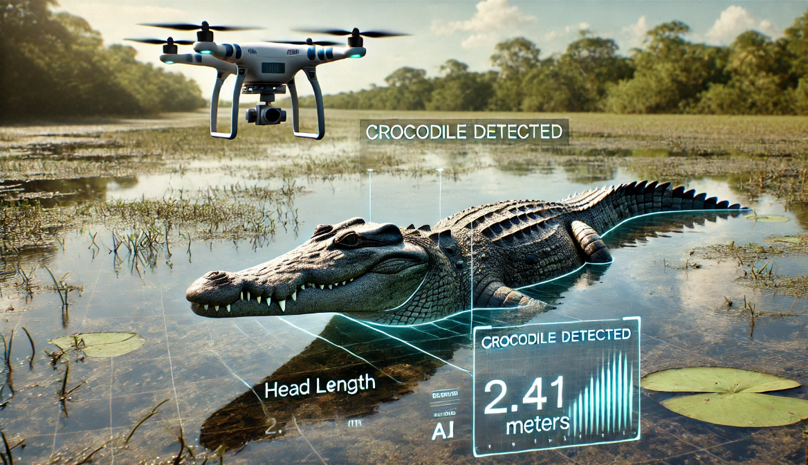 Illustration of AI on crocodile monitoring