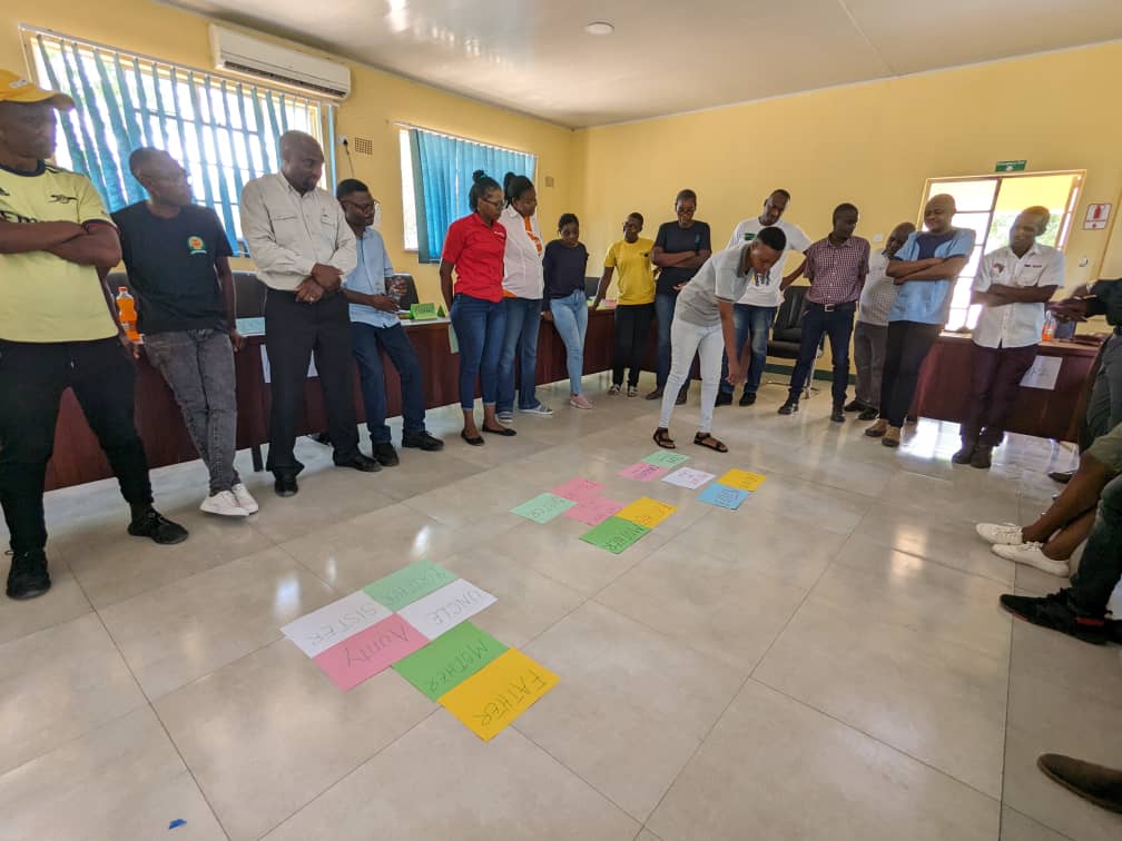 Stakeholders from different departments during a " who holds more power" exercise to understand how power dynamics disadvantegs vulnerable people in communities such as women and girls. 