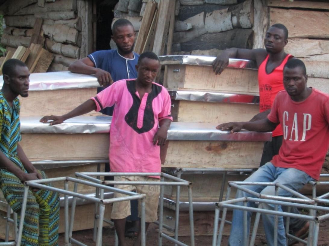 Trained Carpenters from Udo and Iguowan communities after completing the construction and delivery of 30 beehive boxes and stands: Credit: SCERA