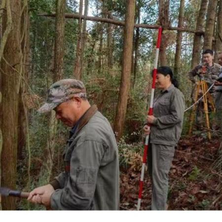 Deng Xian Ms. Wang Xiulian and her colleagues participating in forest monitoring