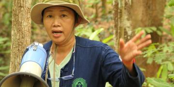 Ms Rachaprapa Kamphud trains her team on effective fire management patrols
