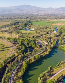 Vista aérea humedales del Parque Ecológico Xochimilco