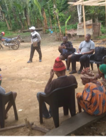 Raising awareness at the Mougebande camp 