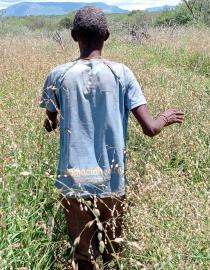 "Community member actively assessing restored sites to evaluate the progress of land rehabilitation efforts and ensure the effectiveness of restoration strategies."