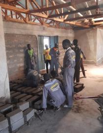A photo of vocational training masonry class