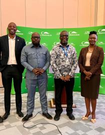 The picture shows six members from both BIOFIN Zambia and the Securities and Exchange Commission at the launch of CEC Renewables' green bond