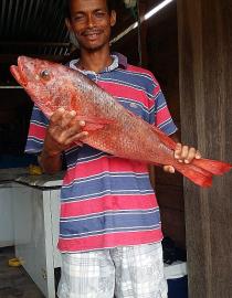 Fisher from Bahía Solano with sustainably caught red snapper. Fondo Acción