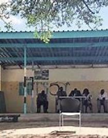 Mababe Community leadership in a Kgotla meeting Department of National Museum and Monuments of Botswana