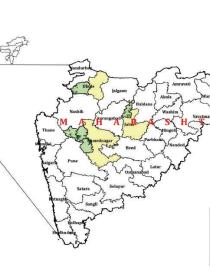 Figure 1: Location map of the Water Stewardship villages in five blocks of three districts (Amednagar, Jalna and Dhule) Watershed Organization Trust