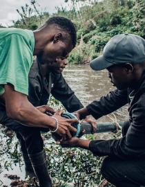 Boom trap used to catch plastic on rivers Parley